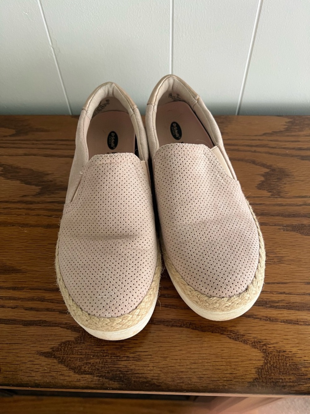 Dr. Scholl's Perforated Slip-On Espadrille Flats in Light Blush
